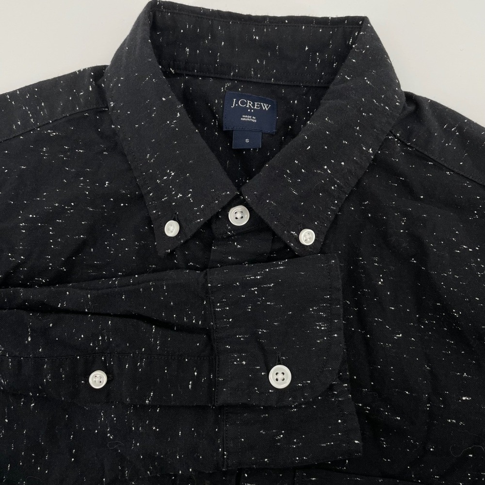 J.Crew Men's Small Black White Speckled Flecked Cotton Long Sleeve Button Down